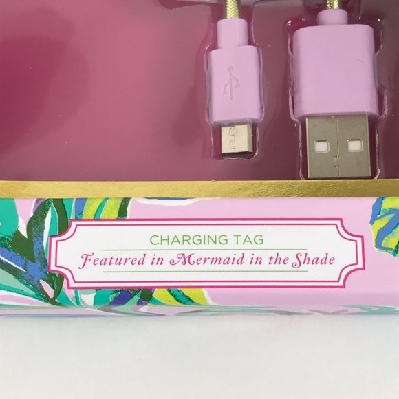 Lilly Pulitzer Charging Tag Keychain Micro USB-USB 2.0 Mermaid in the Shade - Picture 4 of 6